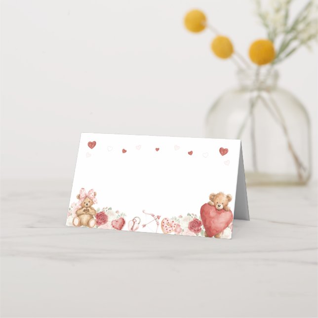 Little Sweetheart Valentine Baby Shower Folded  Place Card (Front)