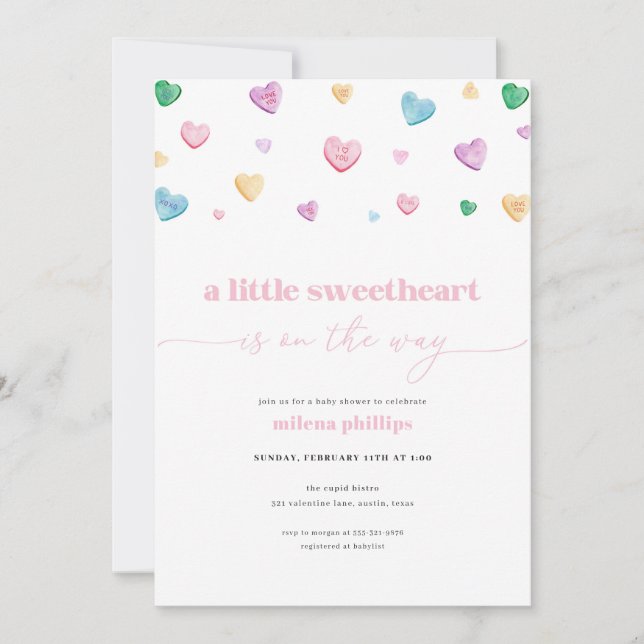 Little Sweetheart Valentine Baby Shower Invitation (Front)