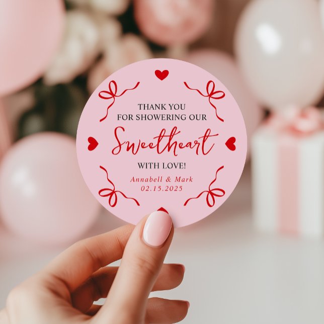 Little Sweetheart Valentine Baby Shower Thank You Classic Round Sticker (Creator Uploaded)