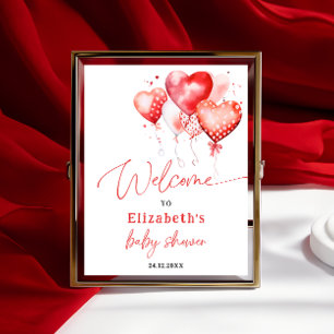 Little Sweetheart Valentine Baby Shower Welcome  Poster
