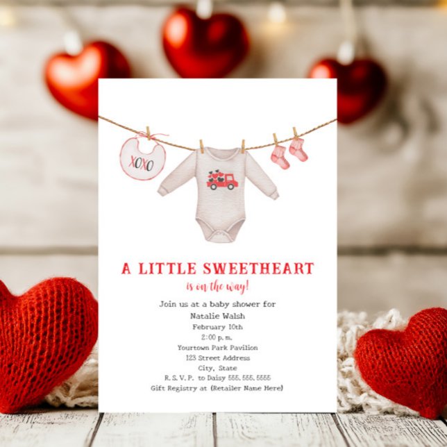 Little Sweetheart Valentine Boy Baby Shower Invitation (Creator Uploaded)