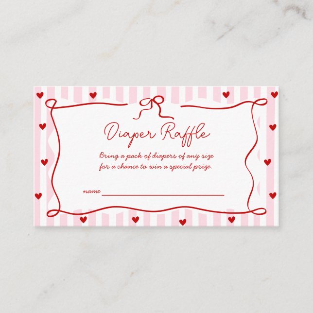 Little Sweetheart Valentine Diaper Raffle Baby  Enclosure Card (Front)