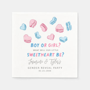 Little Sweetheart Valentine Hearts Gender Reveal Napkin