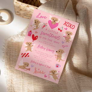 Little Sweetheart Valentine Puppy Baby Shower Invitation
