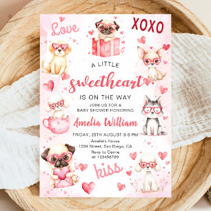 Little Sweetheart Valentine Puppy Baby Shower Invitation