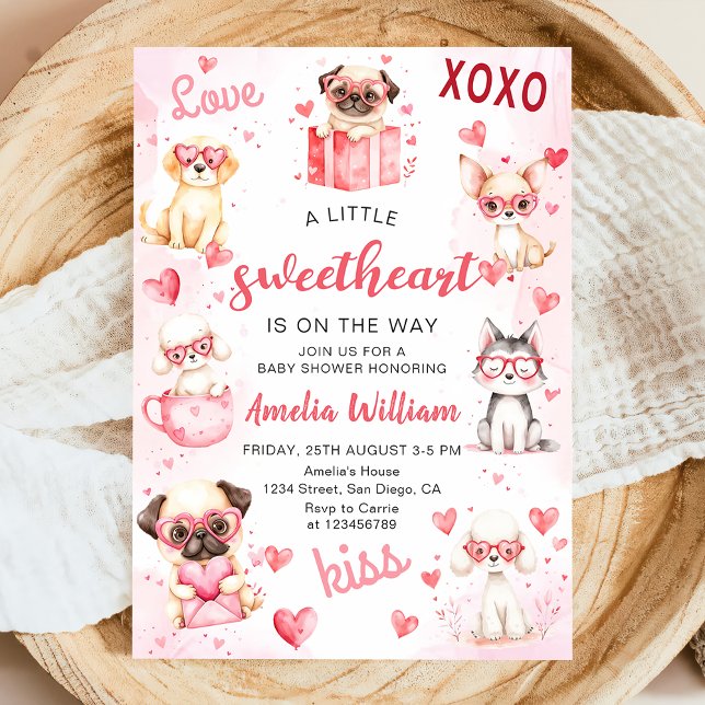 Little Sweetheart Valentine Puppy Baby Shower Invitation (Creator Uploaded)