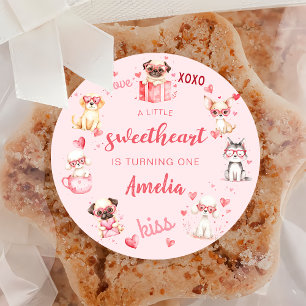 Little Sweetheart Valentine Puppy Birthday Sticker