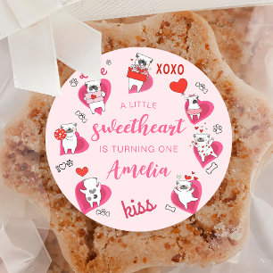 Little Sweetheart Valentine Puppy Birthday Sticker