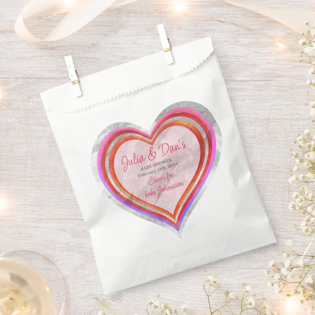 Little Sweetheart Valentine Watercolor Baby Shower Favour Bag (Clipped)
