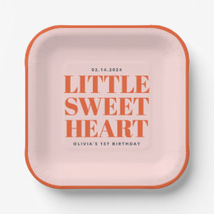Little Sweetheart Valentine's 1st Birthday Paper Plate
