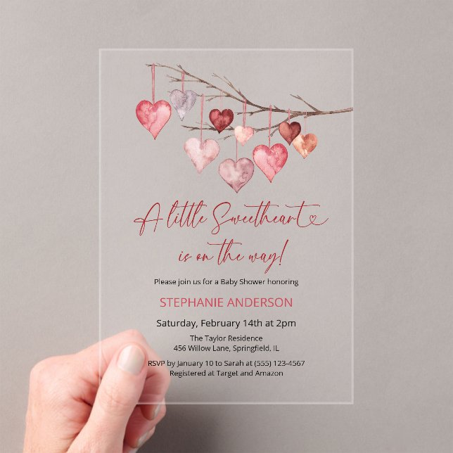 Little Sweetheart Valentines Baby Shower Acrylic Invitations (Insitu (Handheld))