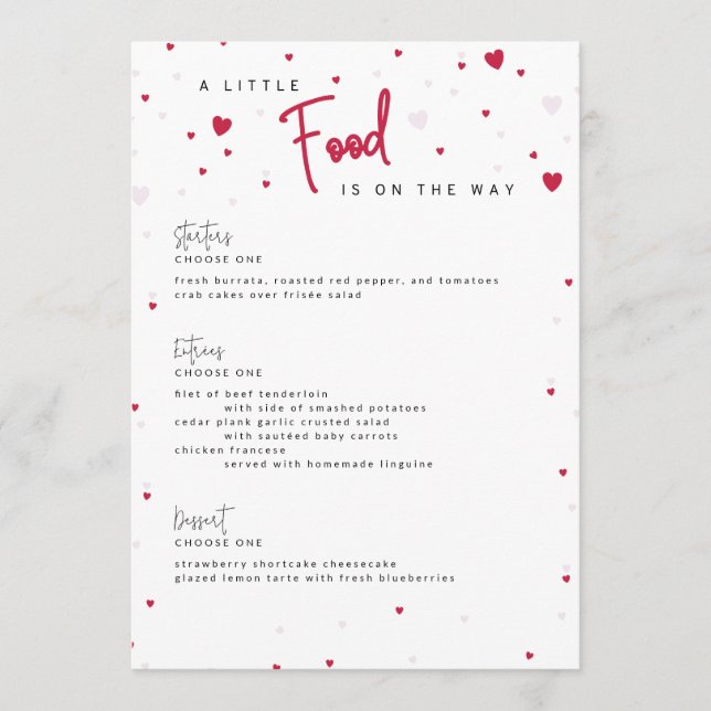 Little Sweetheart - Valentine's Baby Shower Menu (Front)