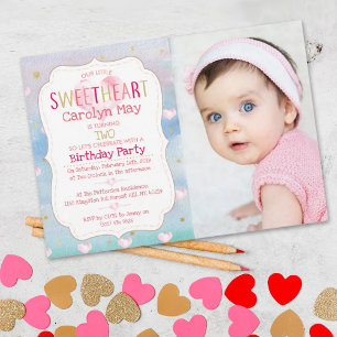 Little Sweetheart Valentine's Birthday Photo Invitation