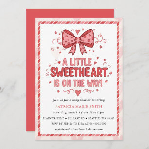 Little Sweetheart Valentines Bow Baby Shower Invitation