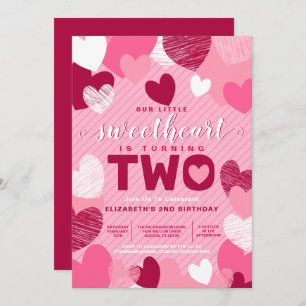 Little Sweetheart Valentine's Day 2nd Birthday Invitation