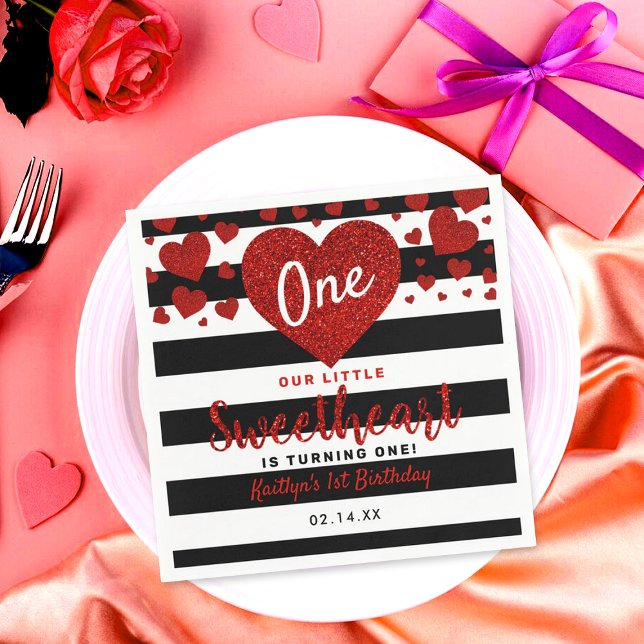 Little Sweetheart Valentine's Day Any Age Birthday Napkin (Creator Uploaded)