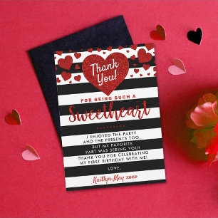 Little Sweetheart Valentine's Day Any Age Birthday Thank You Card