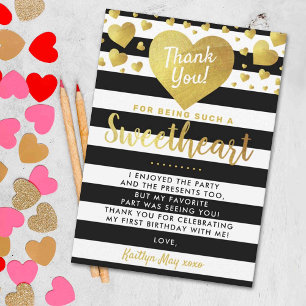 Little Sweetheart Valentine's Day Any Age Birthday Thank You Card