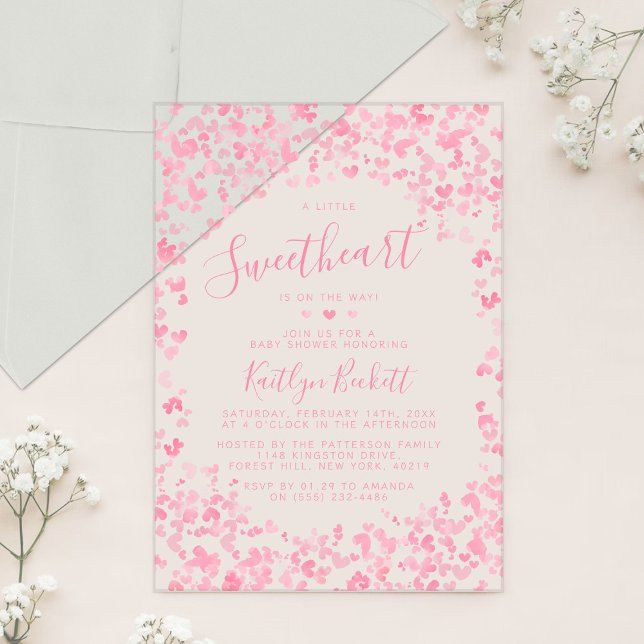 Little Sweetheart Valentine's Day Baby Shower Acrylic Invitations (Creator Uploaded)