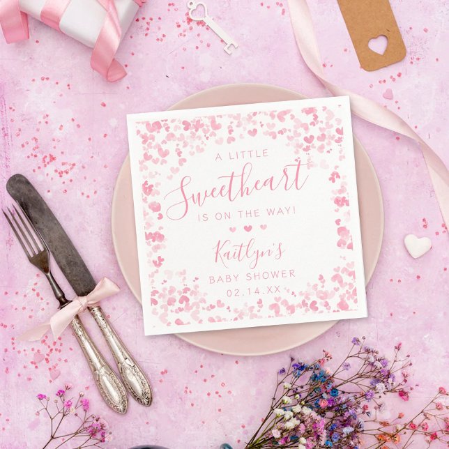 Little Sweetheart Valentine's Day Baby Shower Napkin (Creator Uploaded)