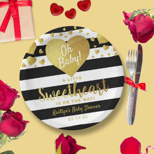 Little Sweetheart Valentine's Day Baby Shower Paper Plate