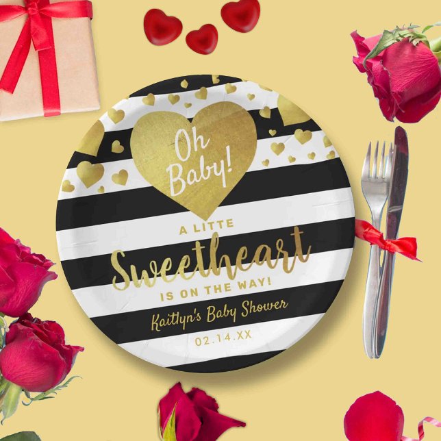 Little Sweetheart Valentine's Day Baby Shower Paper Plate (Creator Uploaded)