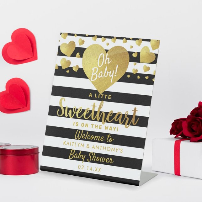 Little Sweetheart Valentine's Day Baby Shower Pedestal Sign (Creator Uploaded)