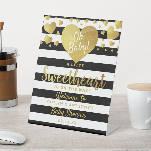 Little Sweetheart Valentine's Day Baby Shower Pedestal Sign (In SItu)