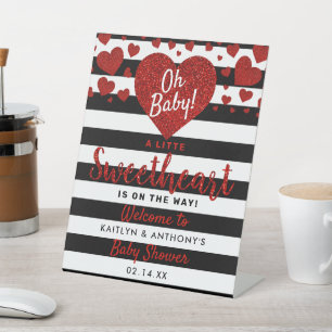 Little Sweetheart Valentine's Day Baby Shower Pedestal Sign