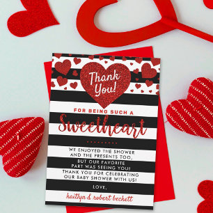 Little Sweetheart Valentine's Day Baby Shower Thank You Card