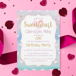 Little Sweetheart Valentine's Day Birthday Invitation