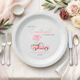 Little Sweetheart Valentine's Day Birthday Party Paper Plate