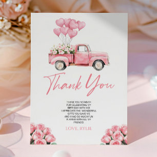 Little Sweetheart Valentine's Day Birthday Party Thank You Card