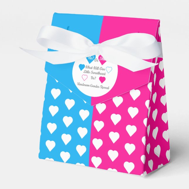 Little Sweetheart Valentine's Day Gender Reveal Favour Box (Front Side)