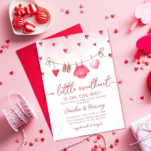 Little Sweetheart Valentines Girl Baby Shower Invitation