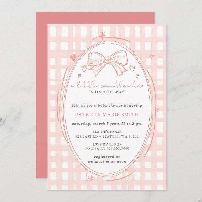 Little Sweetheart Valentines Girl Baby Shower Invitation (Front/Back)