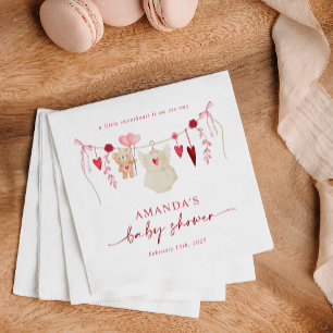 Little Sweetheart Valentine's Girl Baby Shower Napkin