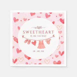 Little Sweetheart Valentines Girl Baby Shower  Napkin