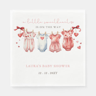 Little Sweetheart Valentines Girl Baby Shower Napkin
