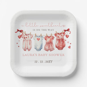 Little Sweetheart Valentines Girl Baby Shower Paper Plate
