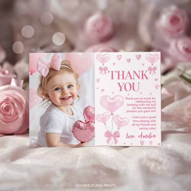 Little Sweetheart Valentine's Girl Birthday Thank You Card (Creator Uploaded)