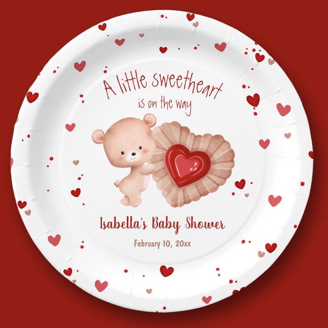 Little Sweetheart Valentines Red Baby Shower Paper Plate (Little Sweetheart Valentines Red Baby Shower Paper Plates)