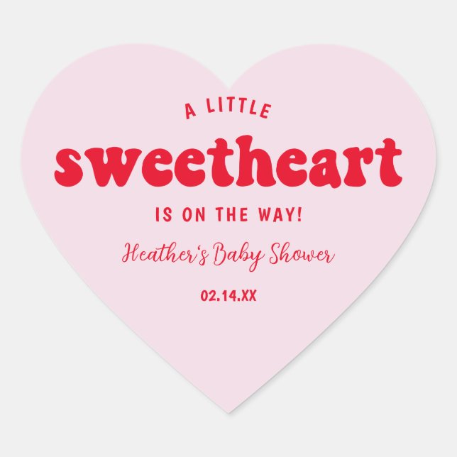 Little Sweetheart Valentines's Day Baby Shower Heart Sticker (Front)