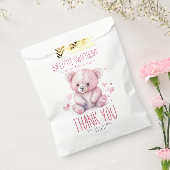 Little sweetheart watercolor bear Baby Shower Favour Bag (Sealed)
