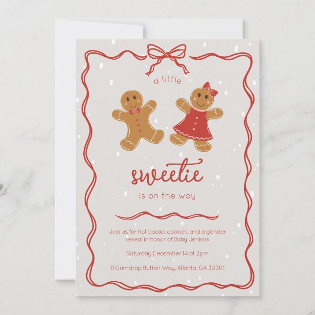 Little Sweetie Christmas Gender Reveal Invitation (Front)