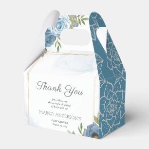 Little Sweetie Elegant Blue Botanical Baby Shower Favour Box