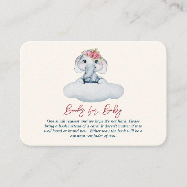 Little Sweetie Elephant Baby Shower Books for Baby Enclosure Card (Front)