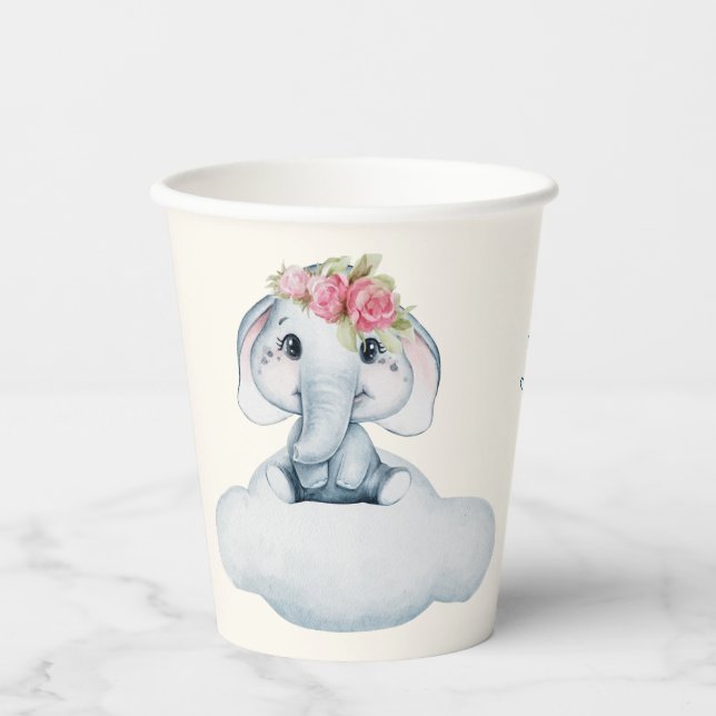 Little Sweetie Elephant Baby Shower Paper Cups (Front)