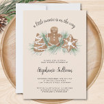Little Sweetie Gingerbread Christmas Baby Shower  Invitation<br><div class="desc">This Christmas Baby Shower invitation is decorated with watercolor gingerbread cookies and pine foliage.
Easily customisable.
Perfect for a festive gender-neutral baby shower.
Original Watercolor © Michele Davies.</div>