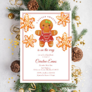 Little Sweetie Gingerbread Christmas Baby Shower Invitation